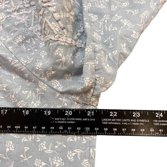 Joie baby blue micro floral linen blend women’s tunic top SZ S - Picture 7 of 9